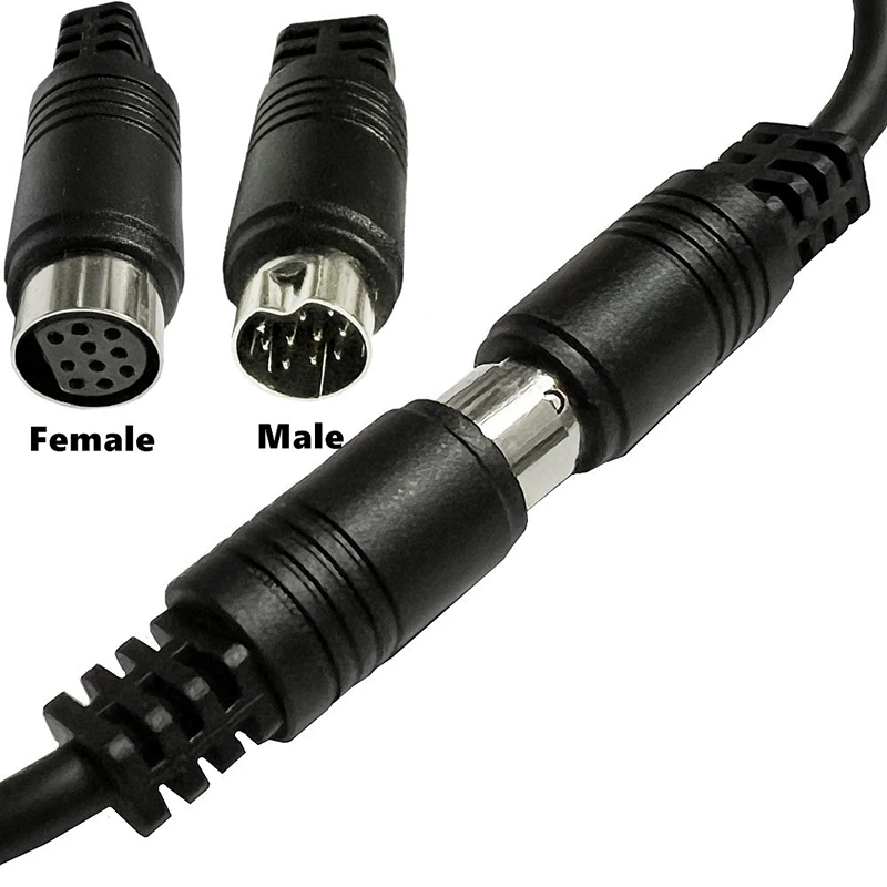 Mini Din 10pin Male to Female Audio Input Adapter Audio and Video Extension Cable for Video Games Audio Equipment