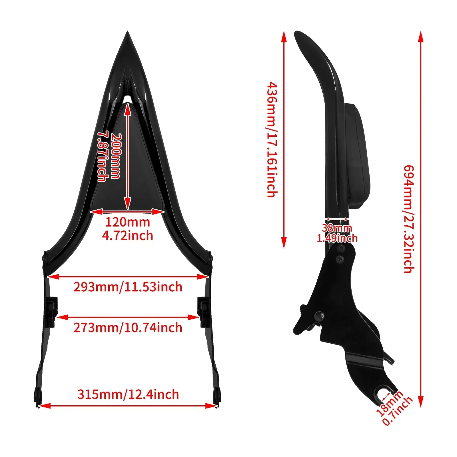 Motocicleta destacável Sissy Bar, encostos traseiros do passageiro, Harley Touring, Electra, Street Glide, Road King, FLHX, FLHR, 09-2023, 16 em