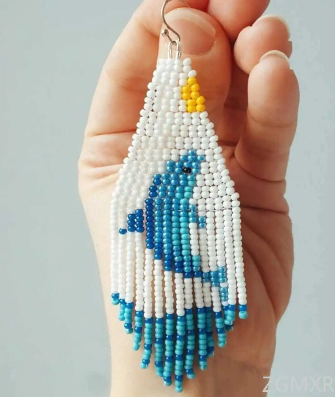 ZGMXR Rice bead earrings Dolphin Flower Colorful Fashion female Alloy Simple Pattern Tassel Symmetry Beaded earrings