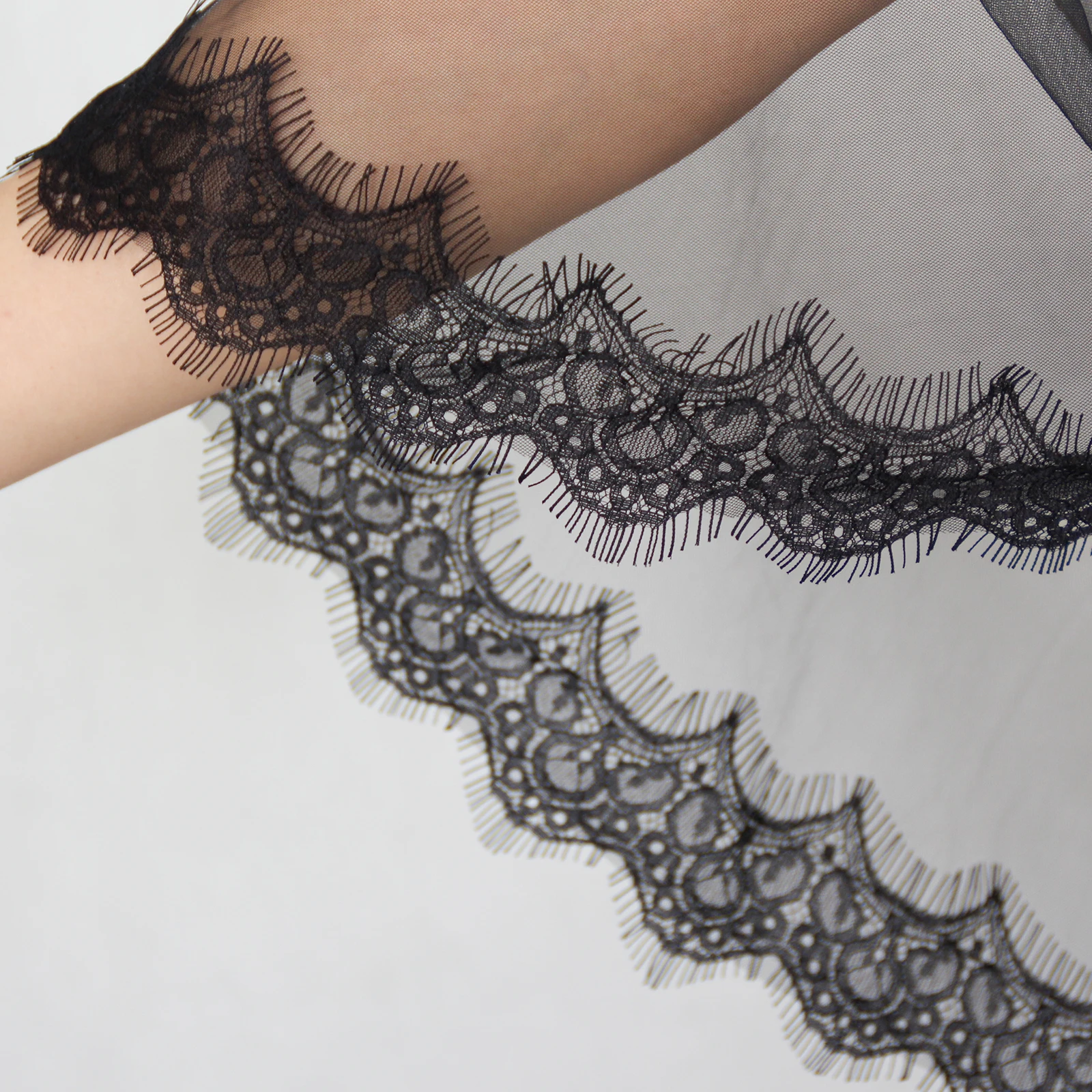 Gothic Black Bridal Veil with Eyelash Lace Halloween Soft 1 Tier Wedding Veil Funeral Widow's Veil Black Veil with Comb G154 image 5