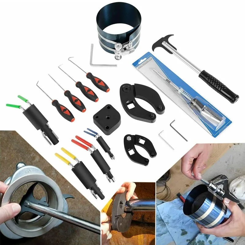 Hydraulic Cylinder Repair Tool Kit Rod/Gland Wrench Seal Installer Hydraulic U-Cup Twistor Tool For Skid Steers, Loaders Etc