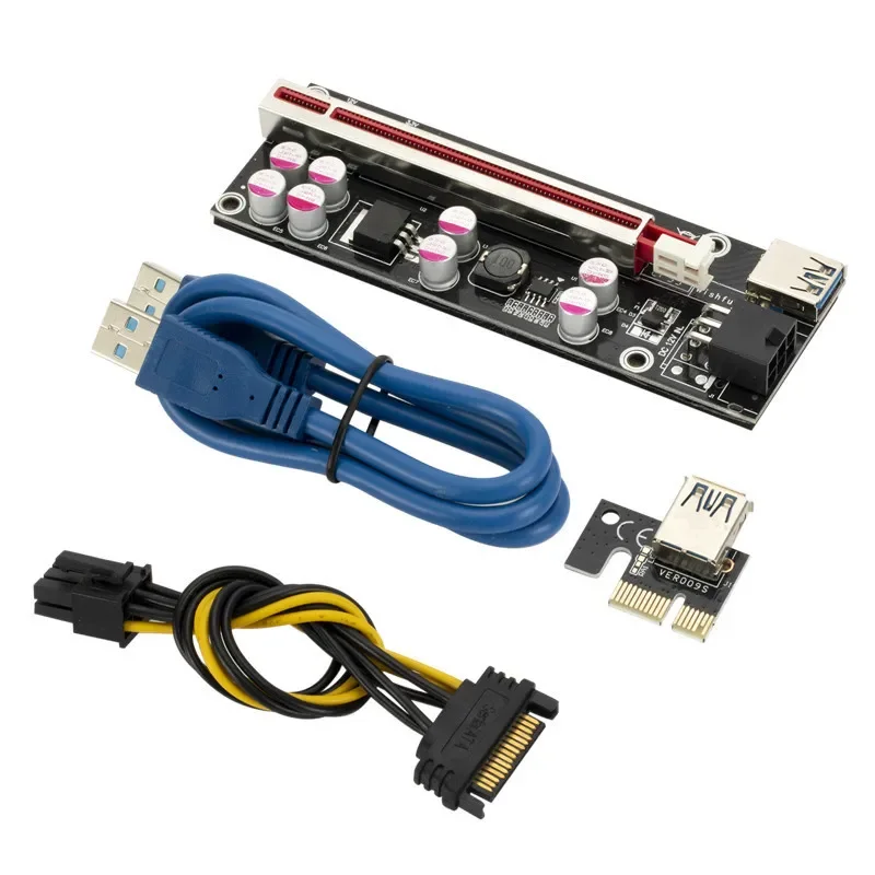 

VER009S PCI-E Riser Card PCI Express x16 Cabo Riser For Video Card USB 3.0 Cable SATA to 6pin Power For Mining Miner