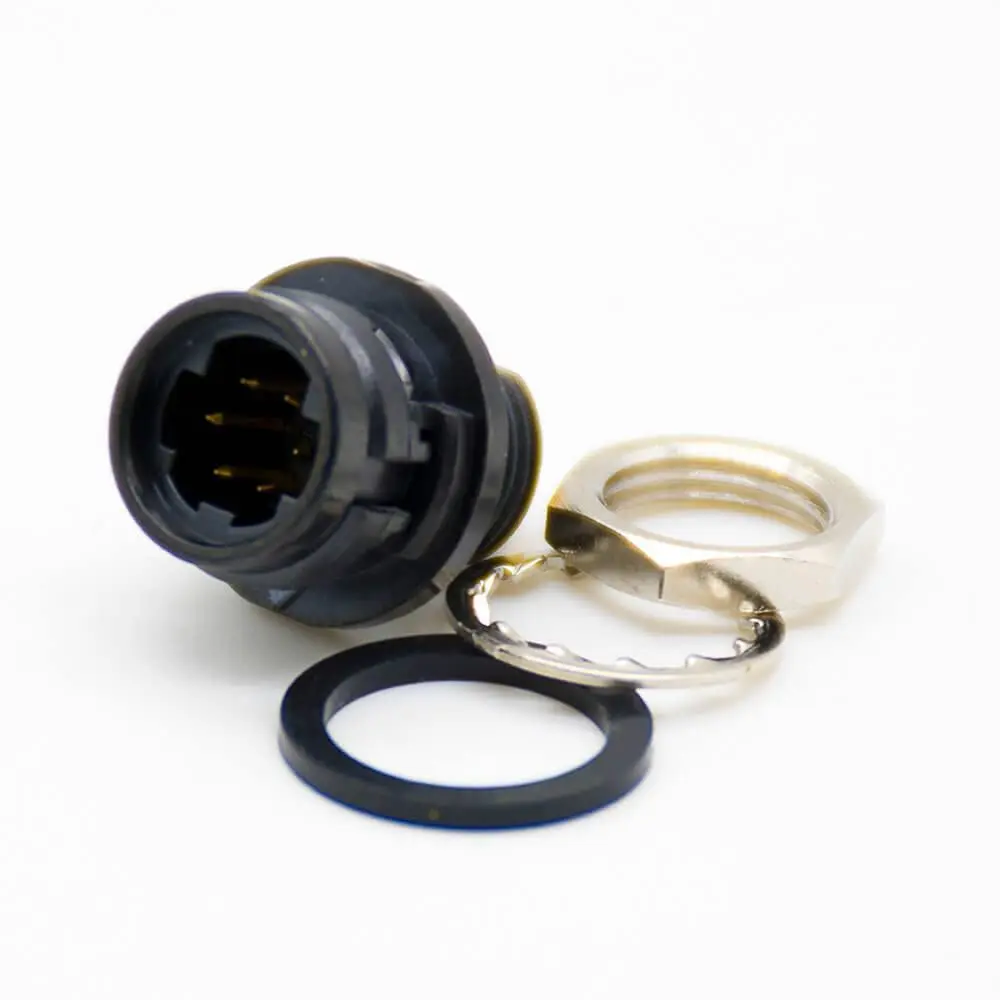 HR10 HRS Hirose Connector Male Receptacle 6 Pin Straight Back Mount Solder Cup Circular Push-Pull