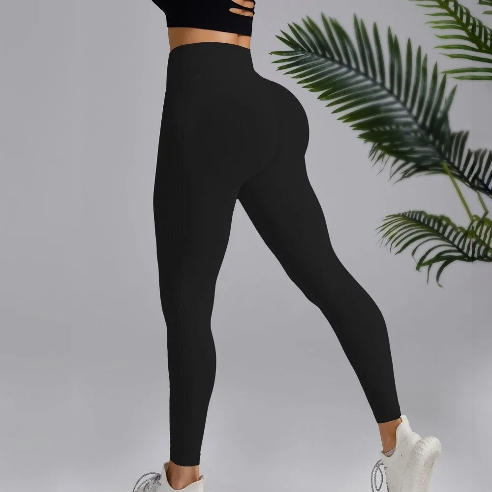 

High Waist Yoga Sports Pants Elastic Hip-lifting Sports Fitness Leggings Quick Dry Breathable Yoga Seamless Leggings Active Wear