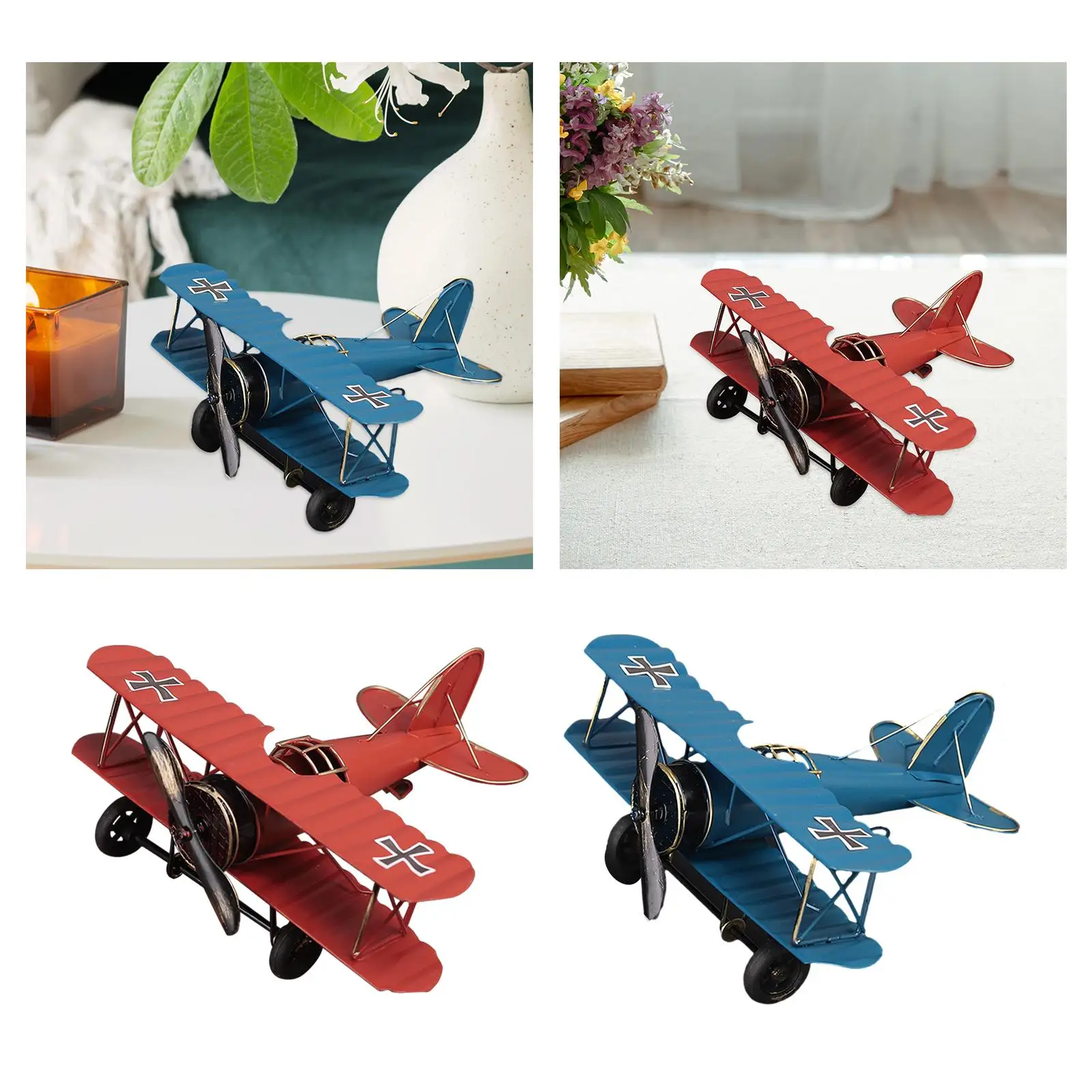 Vintage Airplane Model Retro Ornament Home Decor Sculpture Decorative Iron Aircraft for Souvenir Office Shelf Entrance Home