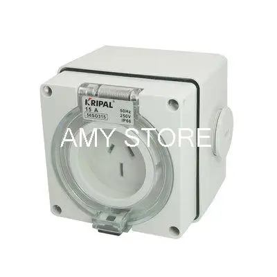 AC 250V 15A IP66 3 Flat Pin Single Phase 56SO315 Square Electrical Socket