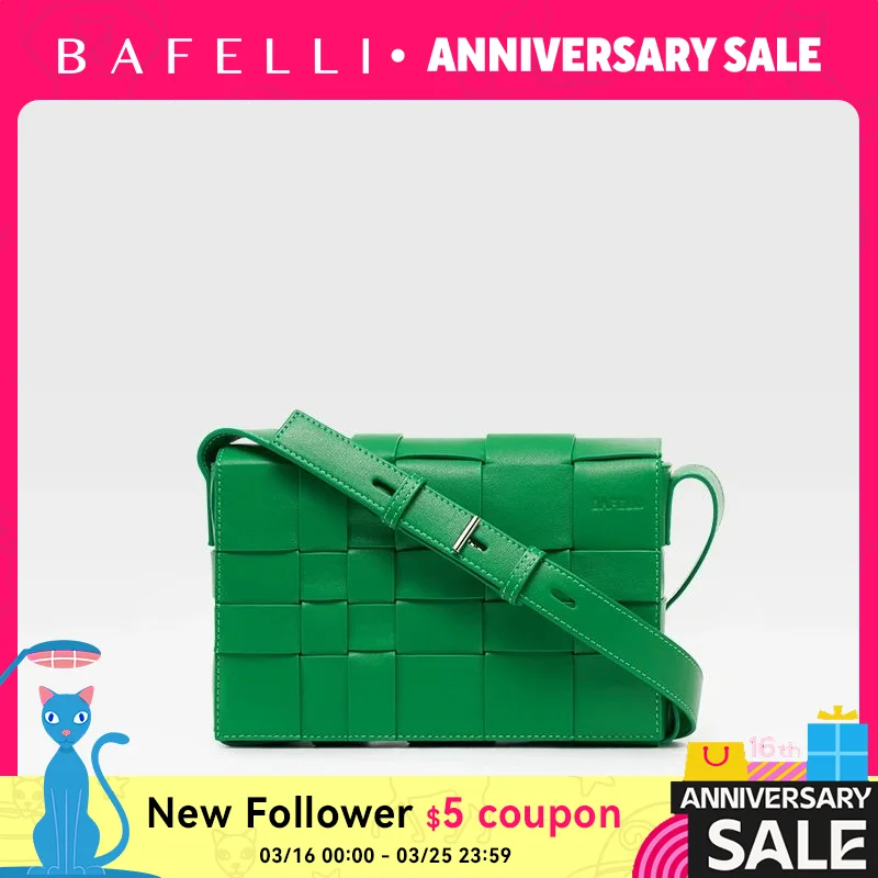 

BAFELLI HANDBAG 2025 NEW WOVEN FASHION GENUINE LEATHER BOX BAG SHOULDER CROSSBODY PURSE WOMEN'S FEMALE LUXURY BRAND CLASSICAL