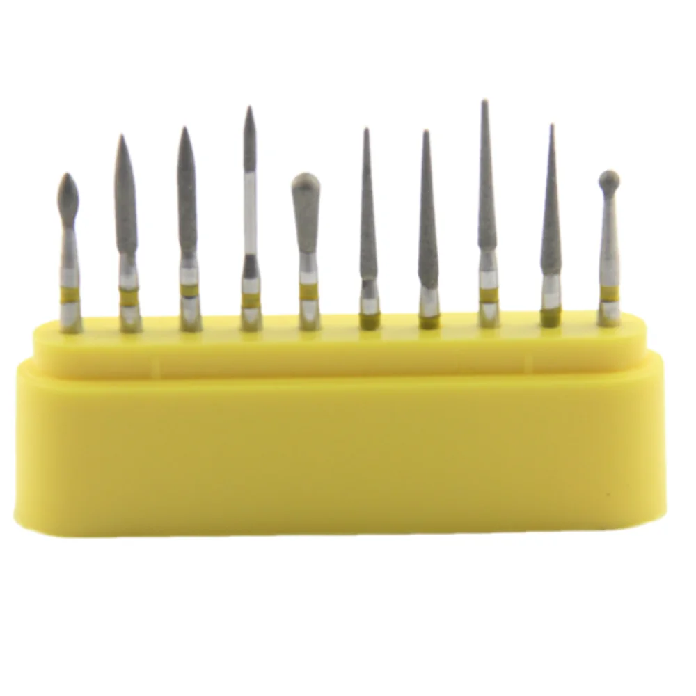 Dental Clinic Kit 10 pieces/set 4106 Extra Fine Yellow Dental Diamond Bur Ceramics / Composite Polishing Dentist Tools