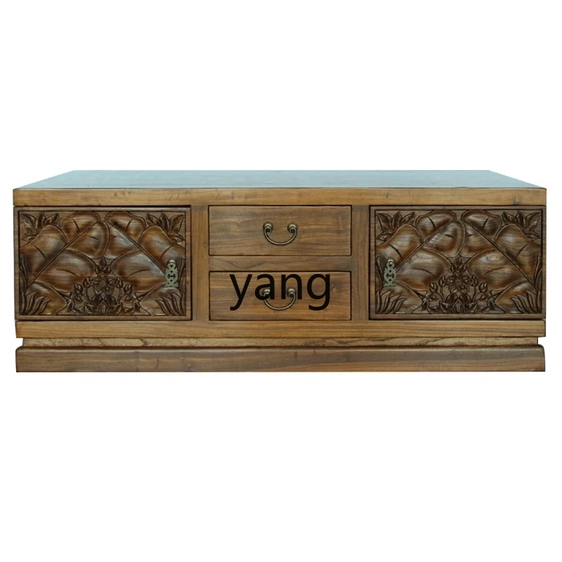 

CX Chinese Style Solid Wood Four-Side Box Storage Multi-Drawer Tea Table Ancient and Modern Wood Carved Tea Table