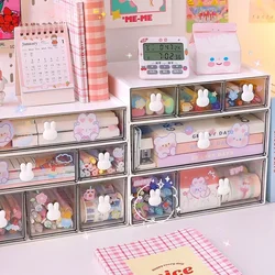 Drawer Type Desktop Storage Box Set Student Ins Stationery Transparent Acrylic Dormitory Desk Organizer Shelf Send Cute Stickers