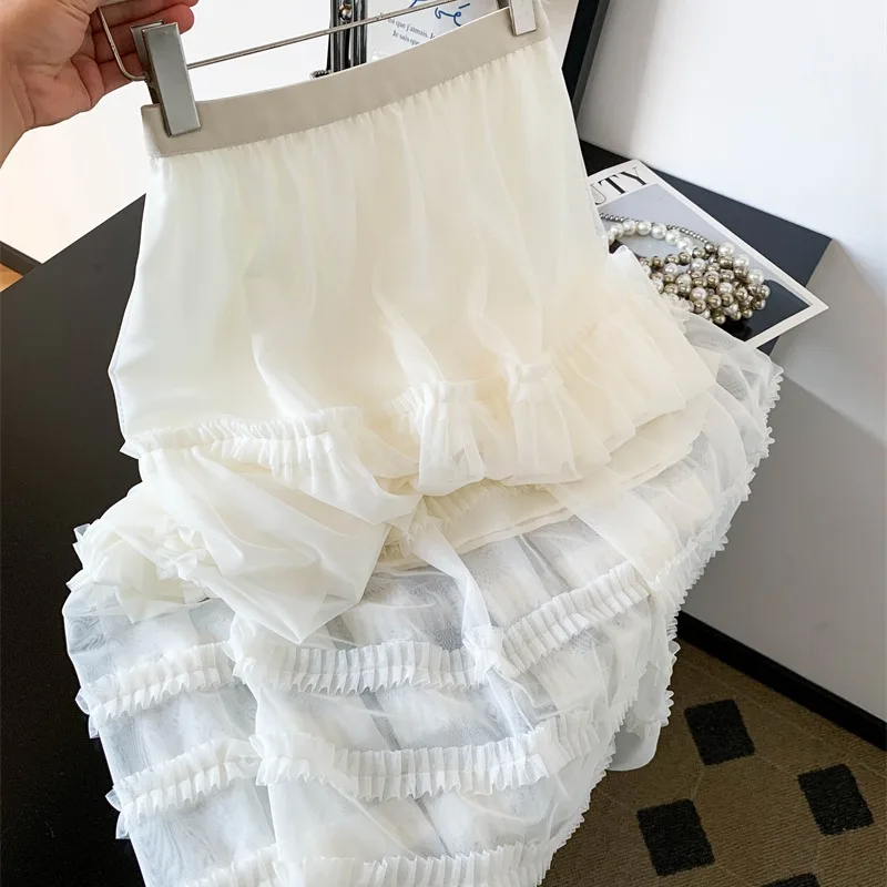 

Элегантная женская длинная юбка-трапеция с высокой талией, кружевом и вышивкой, из полиэстера и атласа, весенняя коллекция