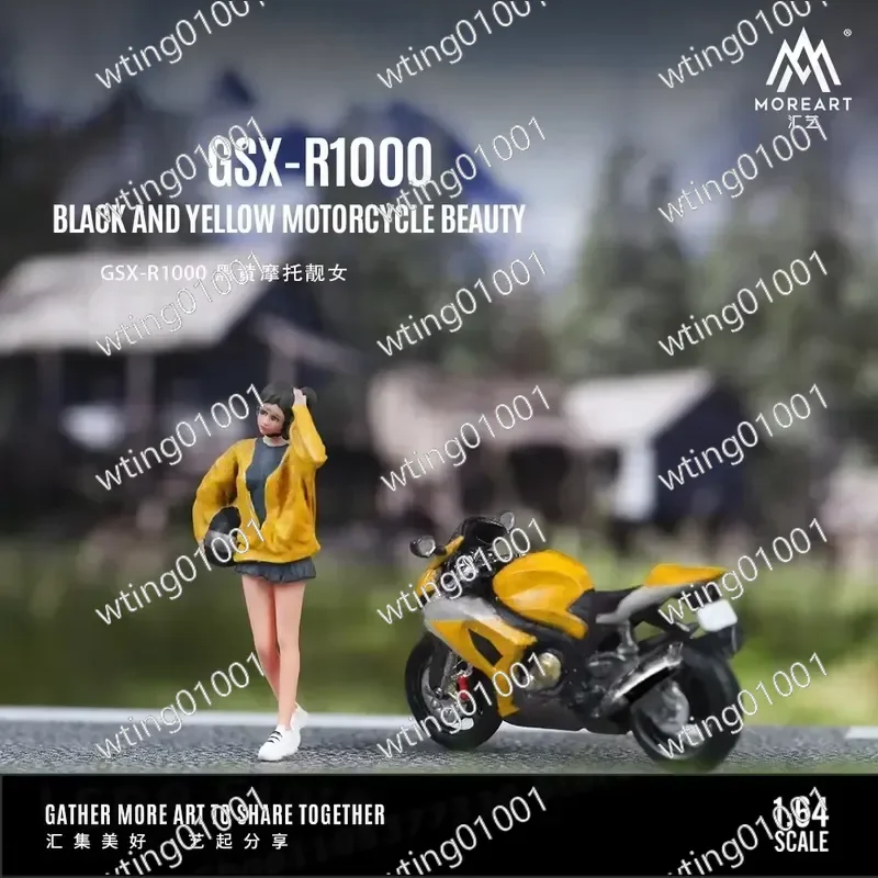 for X-T 1:64 GSX-R1000 Black Yellow Motorcycle Model Diecast Toy Collectible Figurine Home Decor Present
