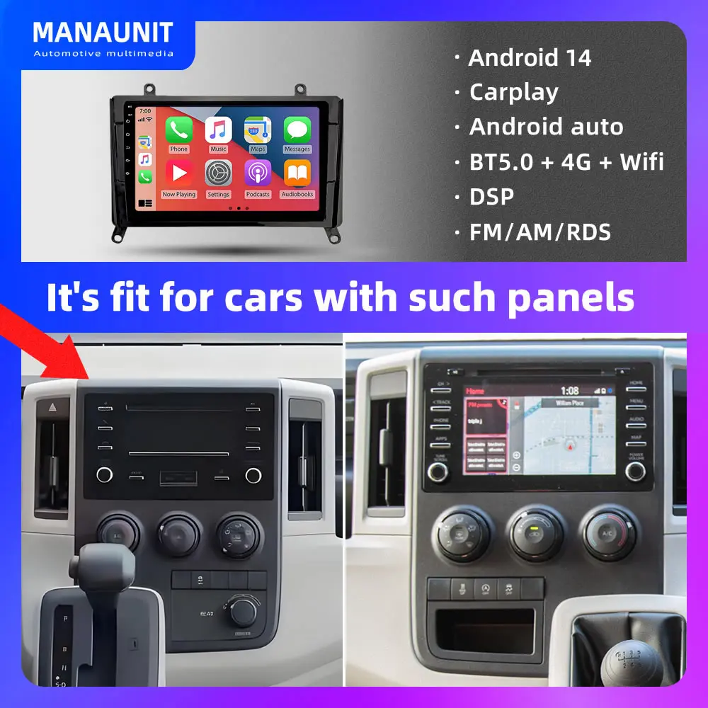 For Toyota HIACE 2019-2022 Car Multimedia Player,Carplay,Android Auto,Radio,Navigation,GPS,Stereo,Head Unit,DVD,BT5,4G,Wifi