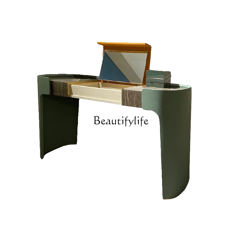 

Light luxury dresser solid wood simple high-end small apartment slate chest dressing table integrated table