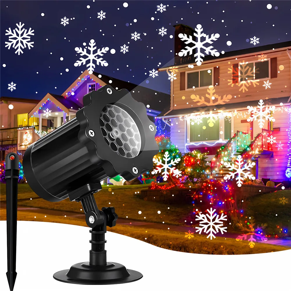 

Christmas Snowflake Led Lamp With Remote Control Outdoor Lawn Garden Christmas Stage Decoration Projection Pattern Xmas Lamp New