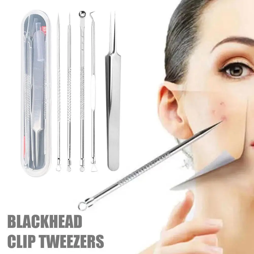 5PCS Acne Blackhead Comedone Black Spot Pimple Blemish Remover Skin Care Women Beauty Acne Treatment Pore Cleanser Needle Hook