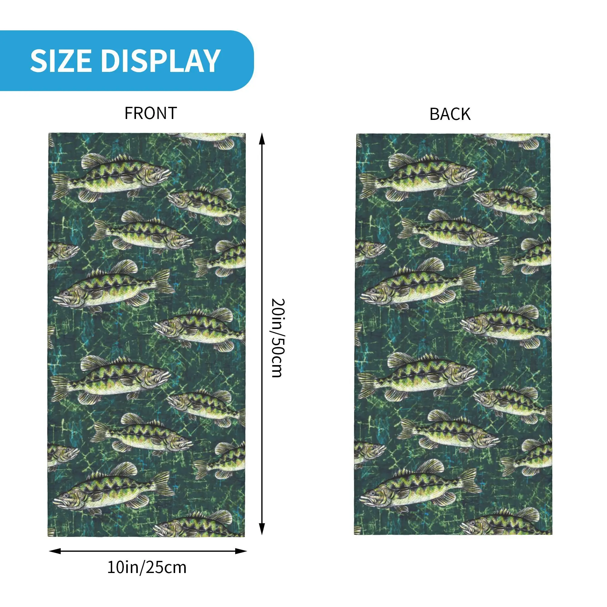 Largemouth baixo camo padrão bandana pescoço gaiter impresso envoltório cachecol multi-uso bandana esportes ao ar livre unisex adulto respirável