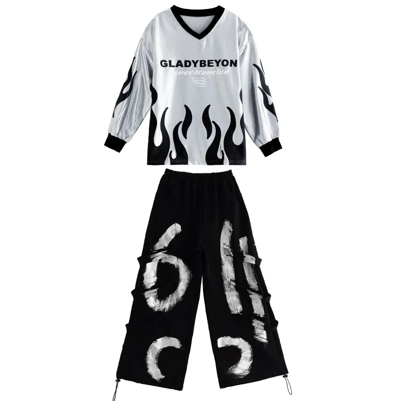 Korean Fashion Style Children Hip-hop Jazz Dance Costume Suit for Boy Girl Stage Performance Clothing Set Kids Streetwear Outfit 5