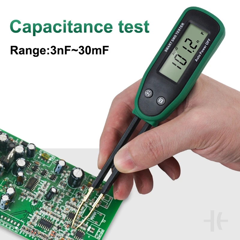 Digital Smart SMD Tester Auto Range Capacitance Resistance Continuity Diode Check Data Hold Rotable Tweezer Pin LCD Multimeter