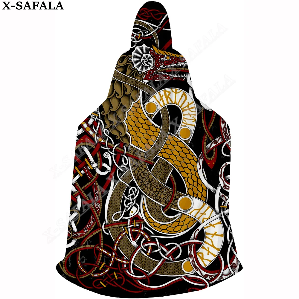 

Tattoo Symbol Viking Armor 3D Print Capes Robe Halloween Christmas Cosplay Thin Hooded Cloak Adult Kids Dress Up Props-8