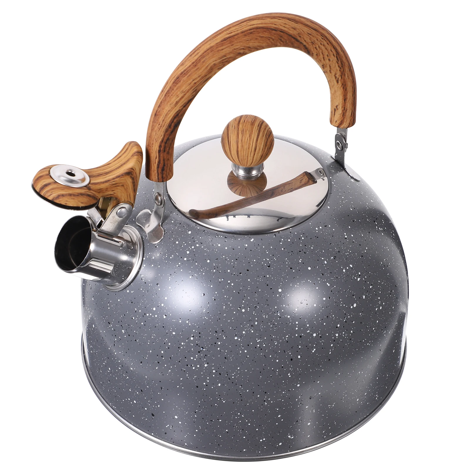 

1pc Marble Pattern Kettle Stainless Steel Whistling Home Tea Kettle Heat Insulated Handle Large Caliber Spout Safe Sanitary