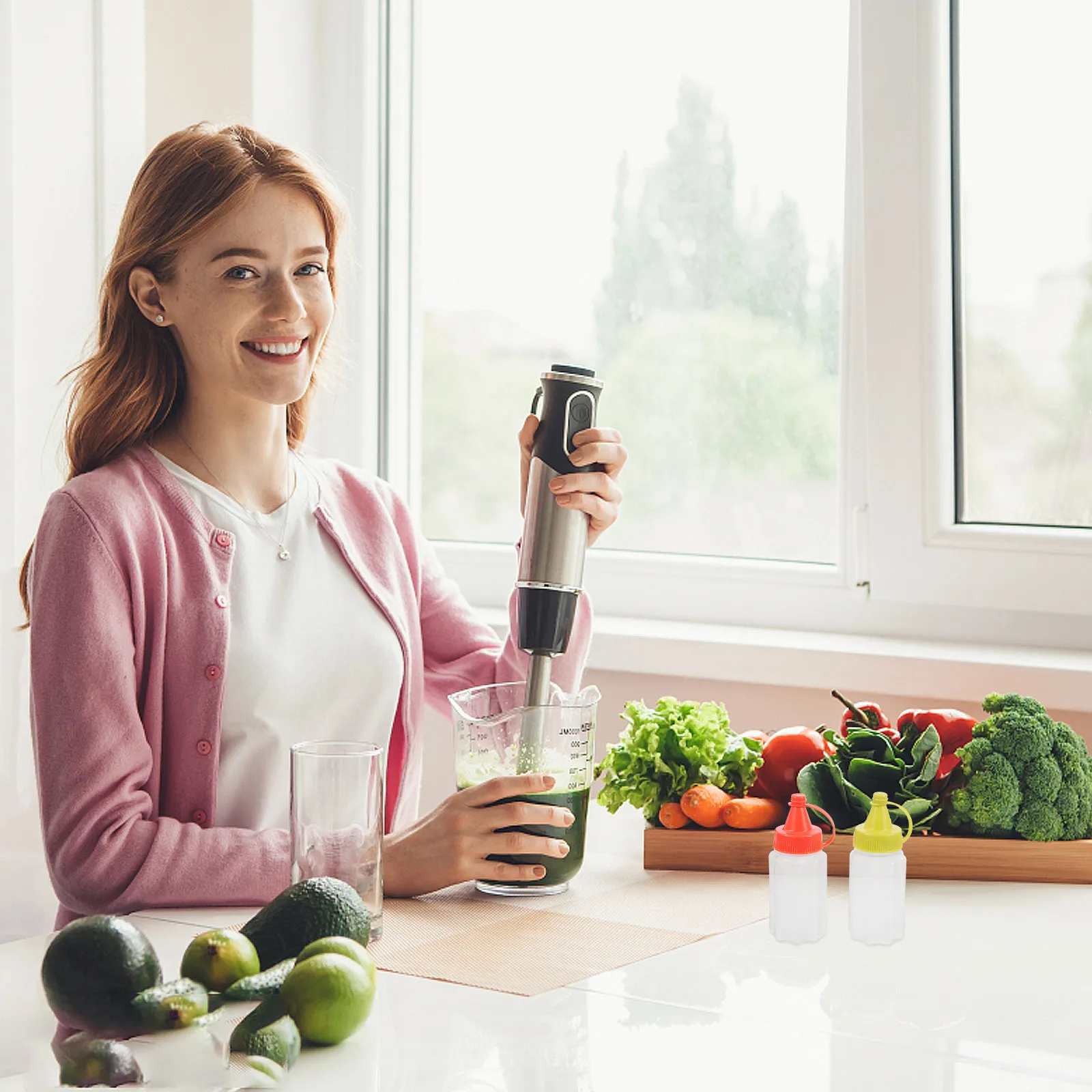 Juego de 1 Mini Botellas Transparentes para Sazonar, Recipientes para Sal, Pimienta, Especias, Salsas, Aderezos, Mermelada, Queso, Almacenamiento de Cocina