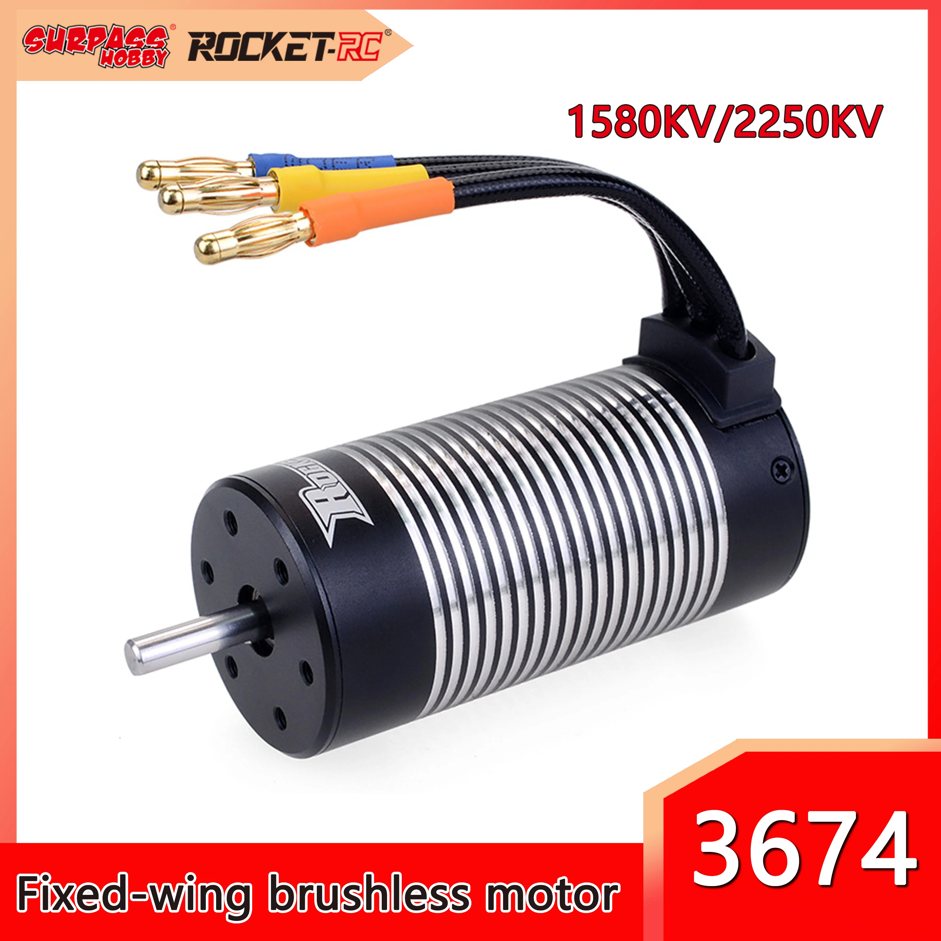 

Surpass Hobby Waterproof Brushless Sensorless Motor 3674 1580KV 2250KV 4 Pole 12 Slot Hi-torque Motor for 1/8 1/10 RC Drift Car