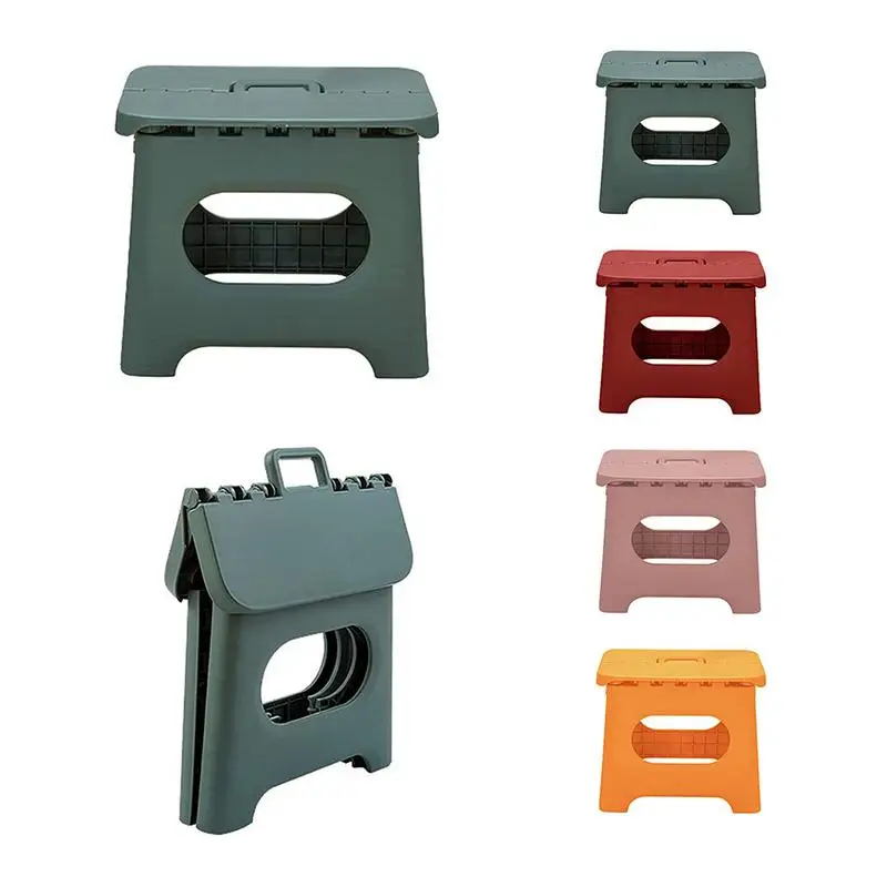 

Folding Step Stool High Load-Bearing Lightweight Plastic Footstool Portable Multi-Purpose Stool Plastic Chair with Handle
