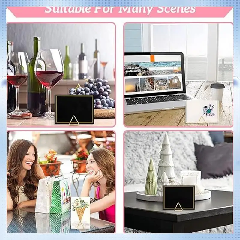

A82Q-60 Pieces Place Card Holder Triangle Shape Table Card Holder Photo Picture Holder Stand Clip
