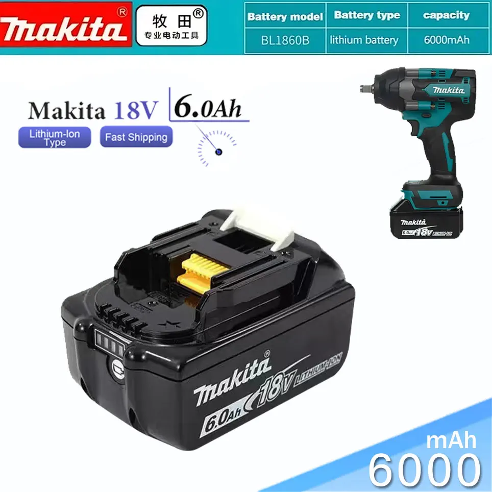 

Makita 18V 6.0Ah rechargeable battery, suitable for Makita BL1840 BL1830 BL1830B BL1850 BL1850B original power tool battery LXT