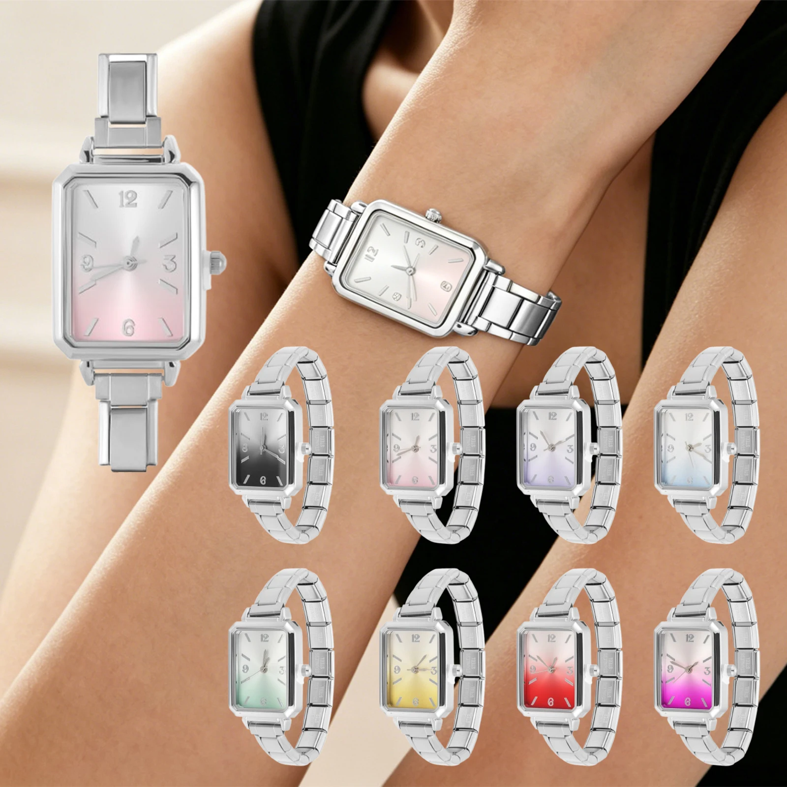 Jewelry Type Watches - Moda relógio conector de aço inoxidável