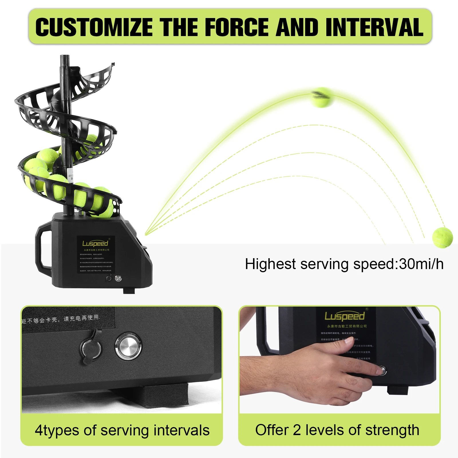 Pickleball Machine Ball Thrower with 10 Pickleballs 5 Adjustable Angles 2 Power Level for All Skill Levels Indoor Outdoor Use