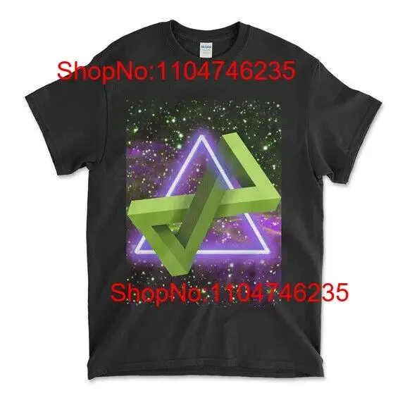 Camiseta fresca espacio neón universo geométrico estrellas Luna OVNI abstracto vintage lavado elegante ropa de diseñador ligeramente suave