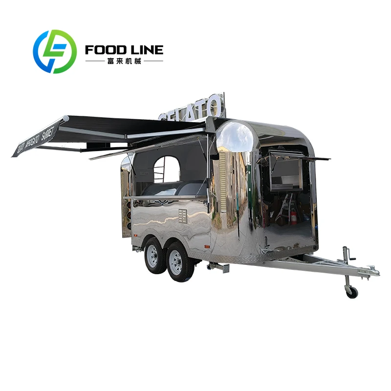 

Pro Food Trailer Manufacturer Built EU USA AU Standard Quality with Personal Customization Choice Business logo Food Truck