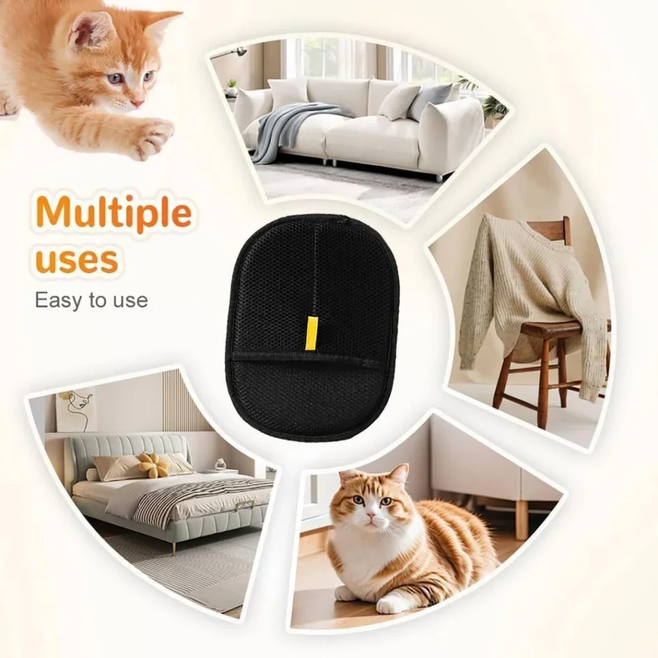 Tierhaarentfernungs-Handschuhe entfernen Tierhaare und reinigen schwer zugängliche Bereiche, ideal für Bettwäsche, Kleidung, Sofas, Decken, Katzen- und Hundebetten. – Detail 4