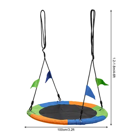 Large children’s swing, 661 lbs capacity, 3.2ft seat, adjustable height, 3 hanging methods, foldable, easy assembly for outdoor