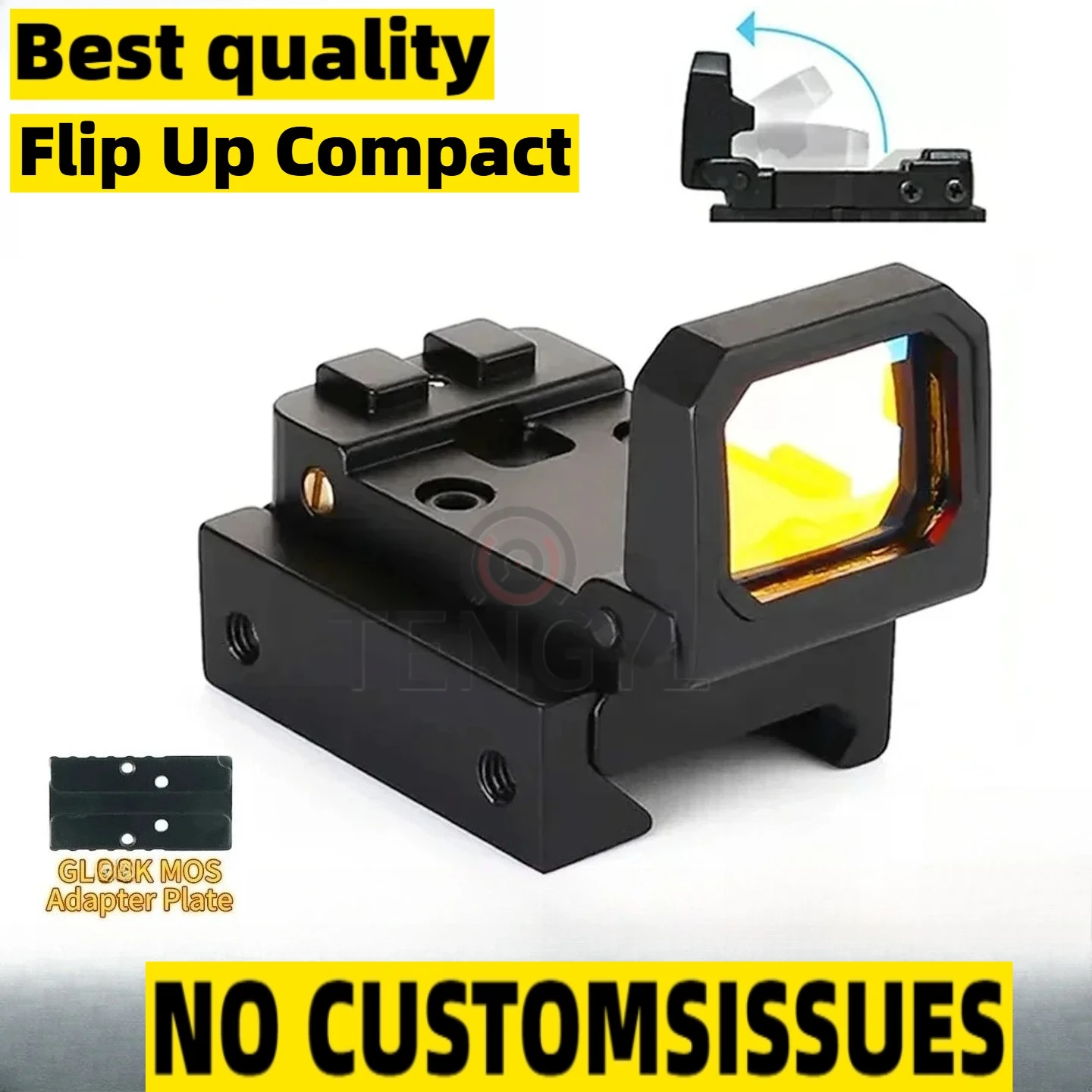 

Mini Red Dot Sight Flip Up Compact R-R Pistol Reflex Sight for Glo*k MOS Hunting Rifle Scope w/20mm 1913 Mounts and Slides