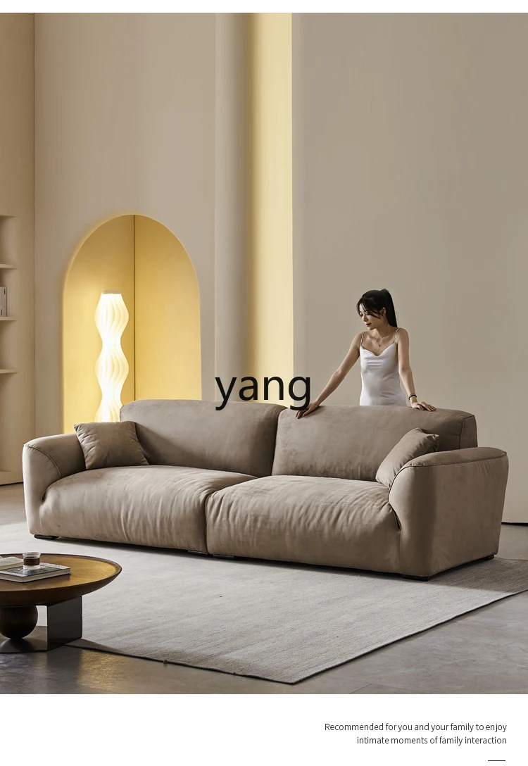 LMM Italian light luxury cream wabi wind living room small apartment straight row matte technology cloth sofa