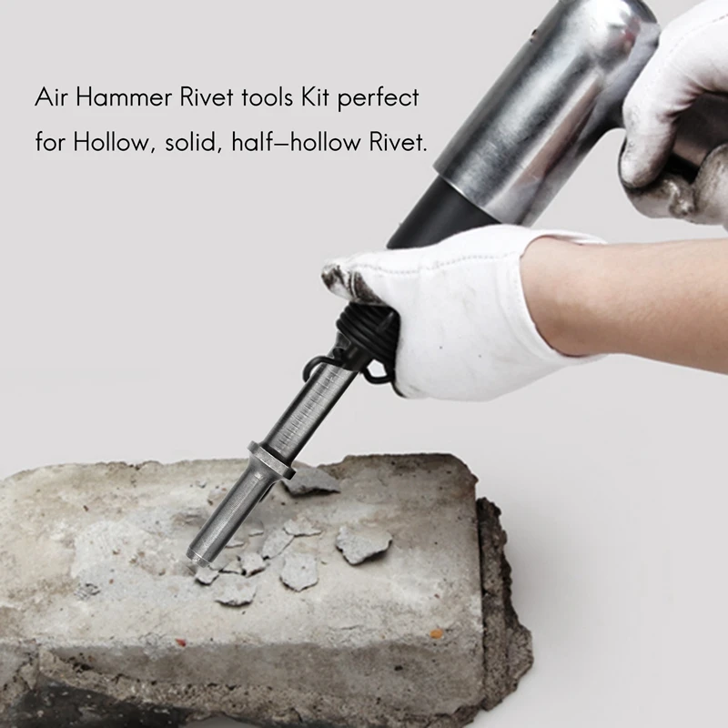 ABEZ 7 Pcs Great Heavy Duty Smoothing Pneumatic Air Rivet Hammer Tools Kit