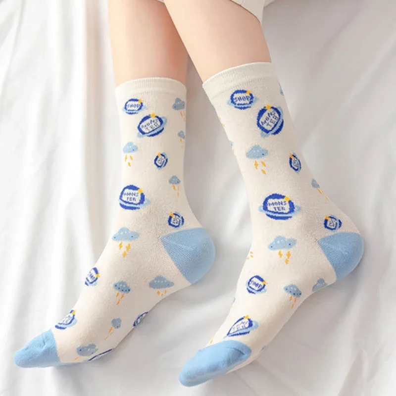 New Korean Space Cute Funny Socks Cotton Japanese Cartoon Astronaut Harajuku Socks Women Personality Planet