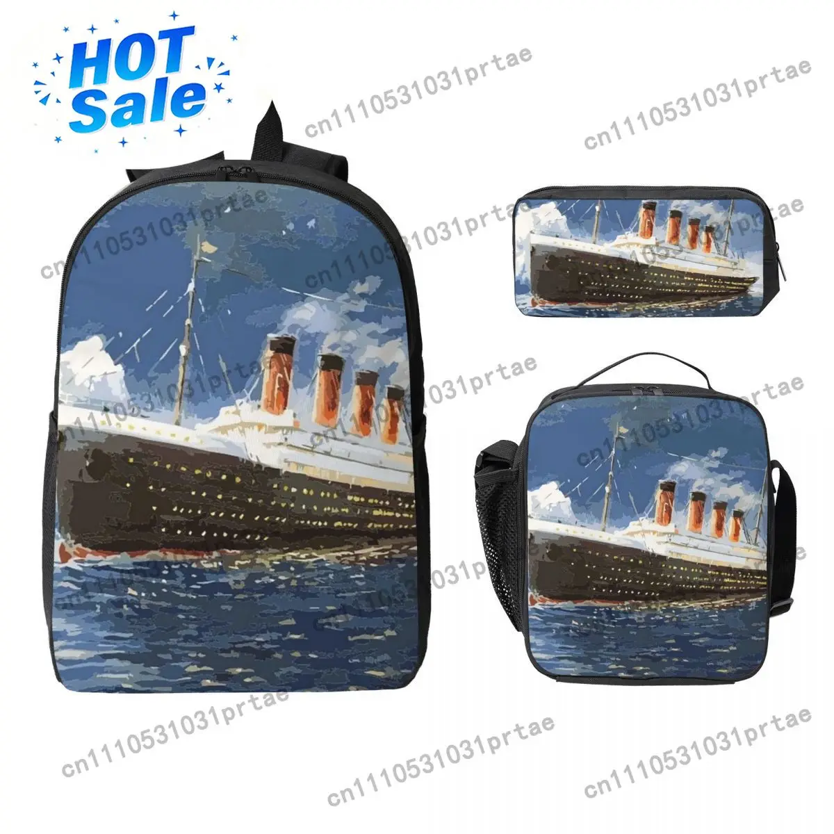 The Most Popular Ship Of All Times, Titanic Backpack Student Boys Girls BookBag Bag 3ps Insulated Lunch Bag Pencil Case