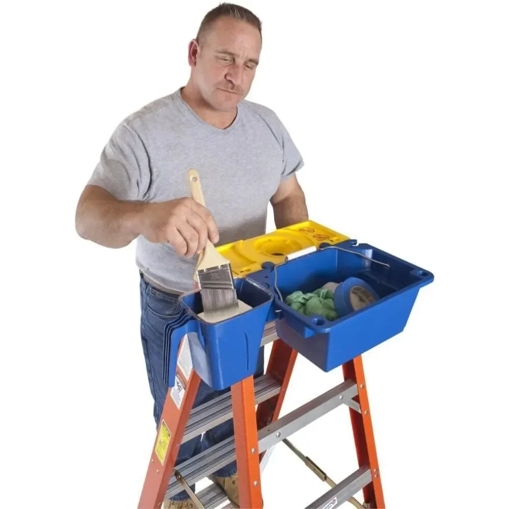 Escalera de tijera profesional de 4 pies 6204 - Base naranja de 19,92" de ancho y capacidad de 300 lb para servicio pesado.