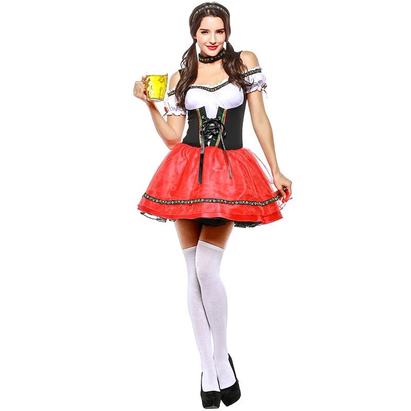 

Women Fashion Oktoberfest Beer Gilr Costume German Bavarian Carnival Beer Girl Maid Cosplay Costume Uniform