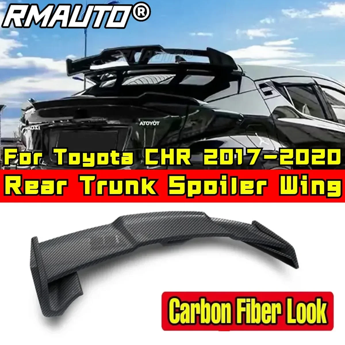 For Toyota CHR 2017 2018 2019 2020 Rear Spoiler Wing Modification Part ABS Plastic Car Rear Roof Spoiler Rear Wing Tunning Part