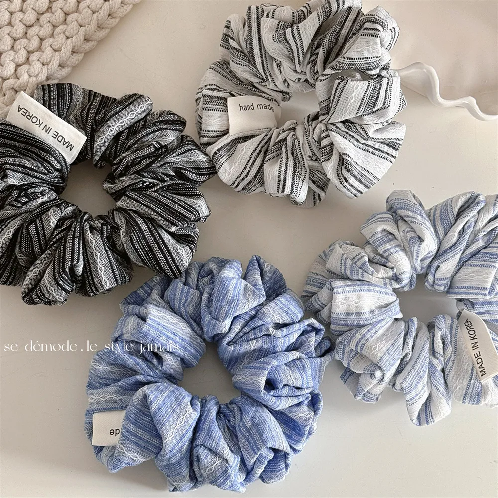 

Fresh Sea Salt Striped Large Intestine Headband Versatile Daily Commuting Headband New Hair Accessory College Wind Hair Rope