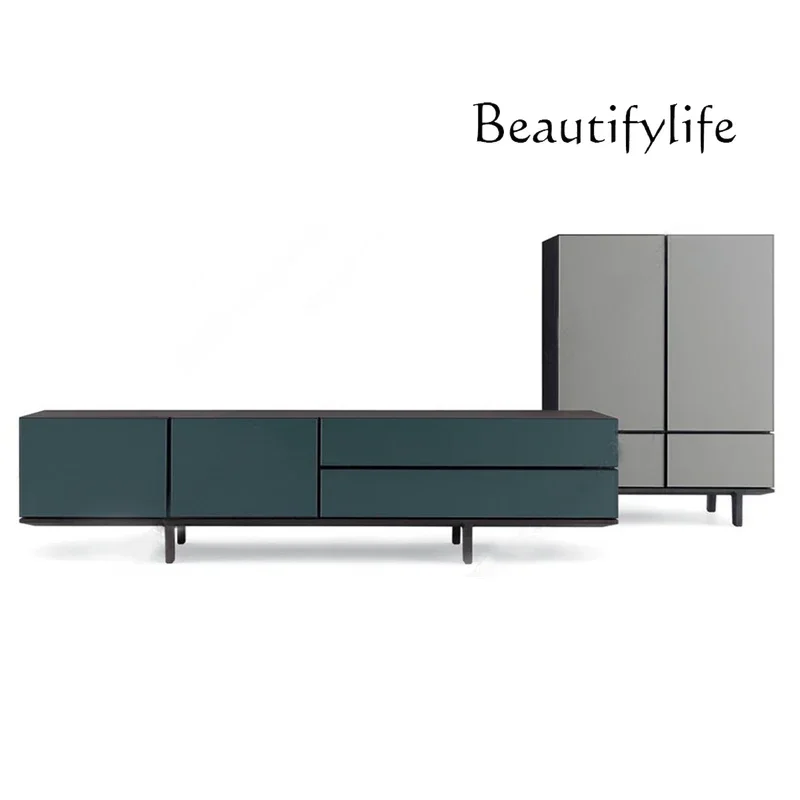 

F Nordic Cream Wind Solid Wood Paint TV Cabinet Modern Simple Audio-visual Cabinet