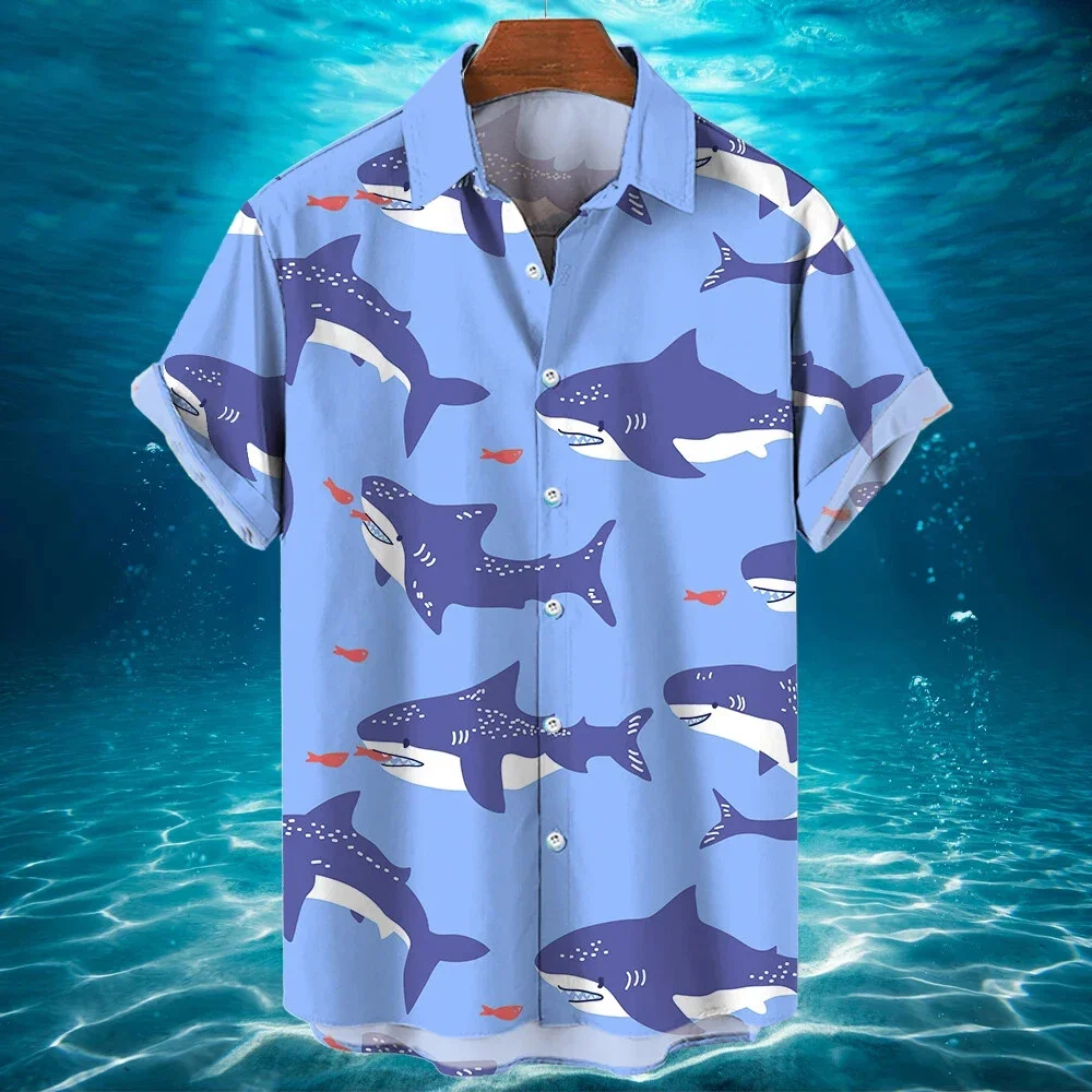 Men's Shirt For Men Funny Marine animal 3d Print Tops Casual Men's Clothing Summer  Short Sleeved Tops Tee Loose Oversized Shirt