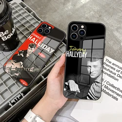 For IPhone 15 Johnny Hallyday Skullies Phone Case Glass for IPhone 13 14 12 11Pro XR XS MAX 14 Plus SE Pro Design Glass Cover