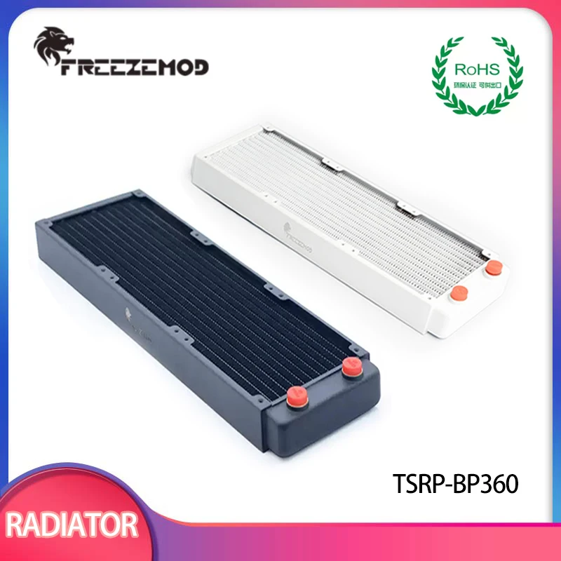 

FREEZEMOD 360mm Radiator Cooler Copper Heat Sink 27mm Cooling Row 12 Flat Tube Watercooler Fins 12CM Fan TSRP-BP360