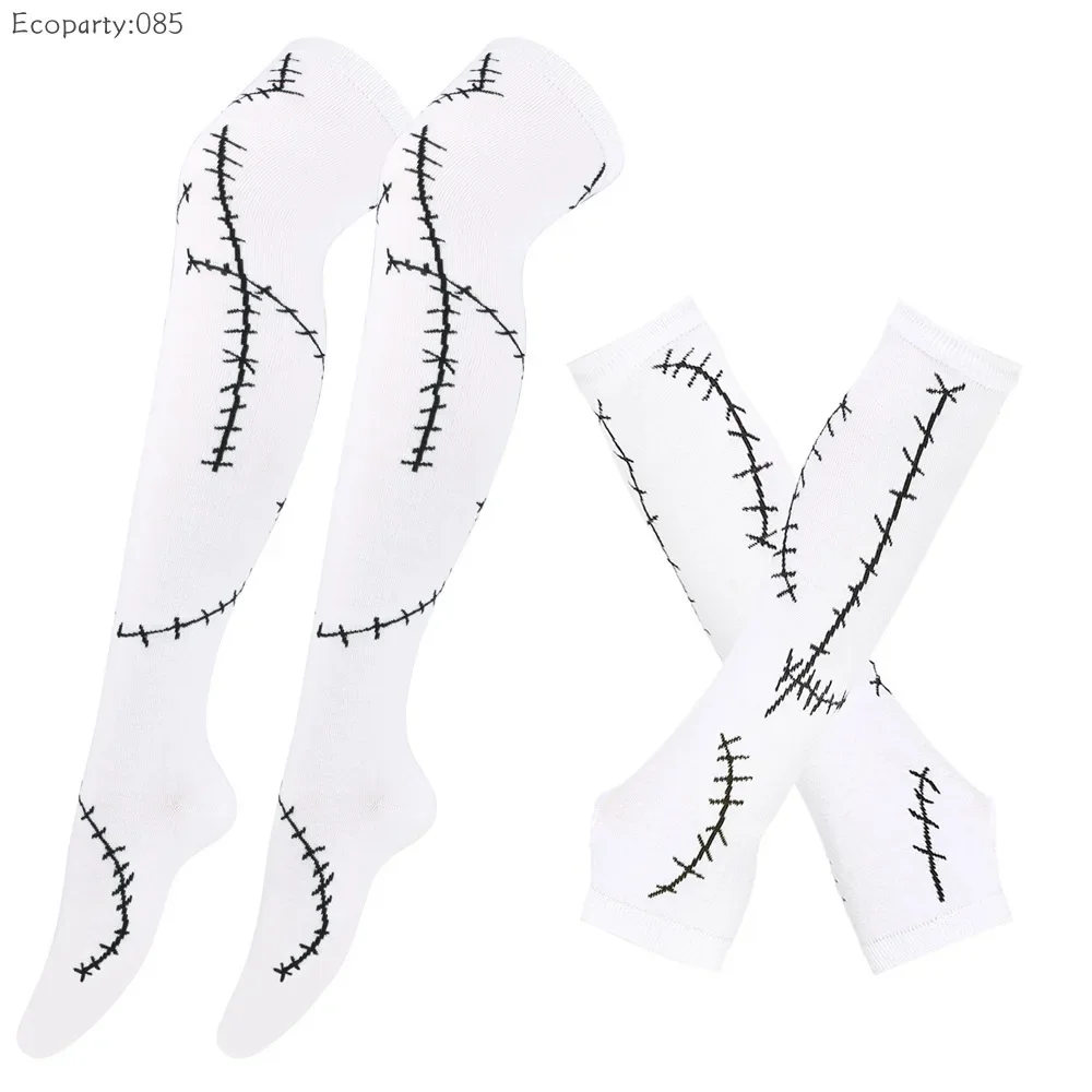 女性の靴下ゴルフセットクリスマス恐怖の夜 Cos サリー手袋靴下コスプレハロウィンコスチュームサリーステッチコスチューム Accessorie